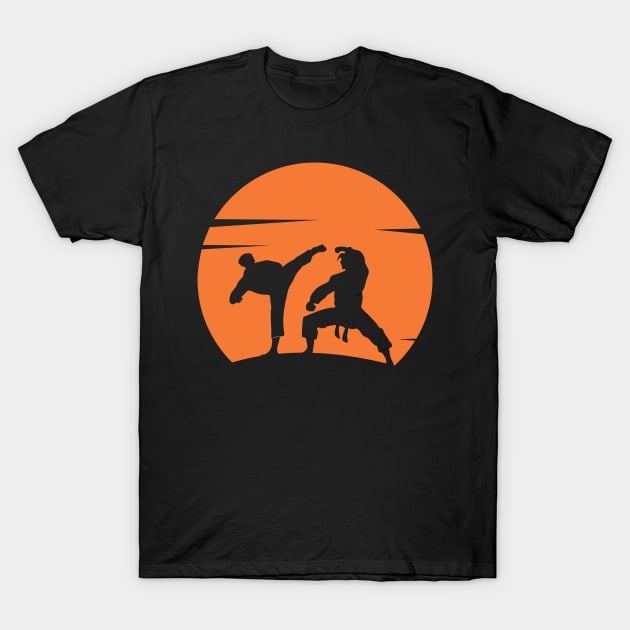 Karate Silhouette Martial Arts Kung Fu Sunset T-Shirt by markz66